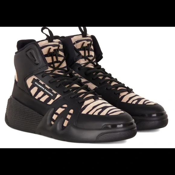 giuseppe zanotti BNIB zebra suede hightop sneakers - Picture 2 of 7